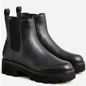J.Crew Black Leather Lug-sole Chelsea Boots - Size 8 Mediam